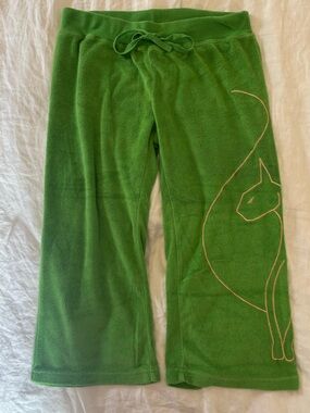 Y2K Baby Phat Lime Green Cropped Wide Leg Terry Cloth Pants